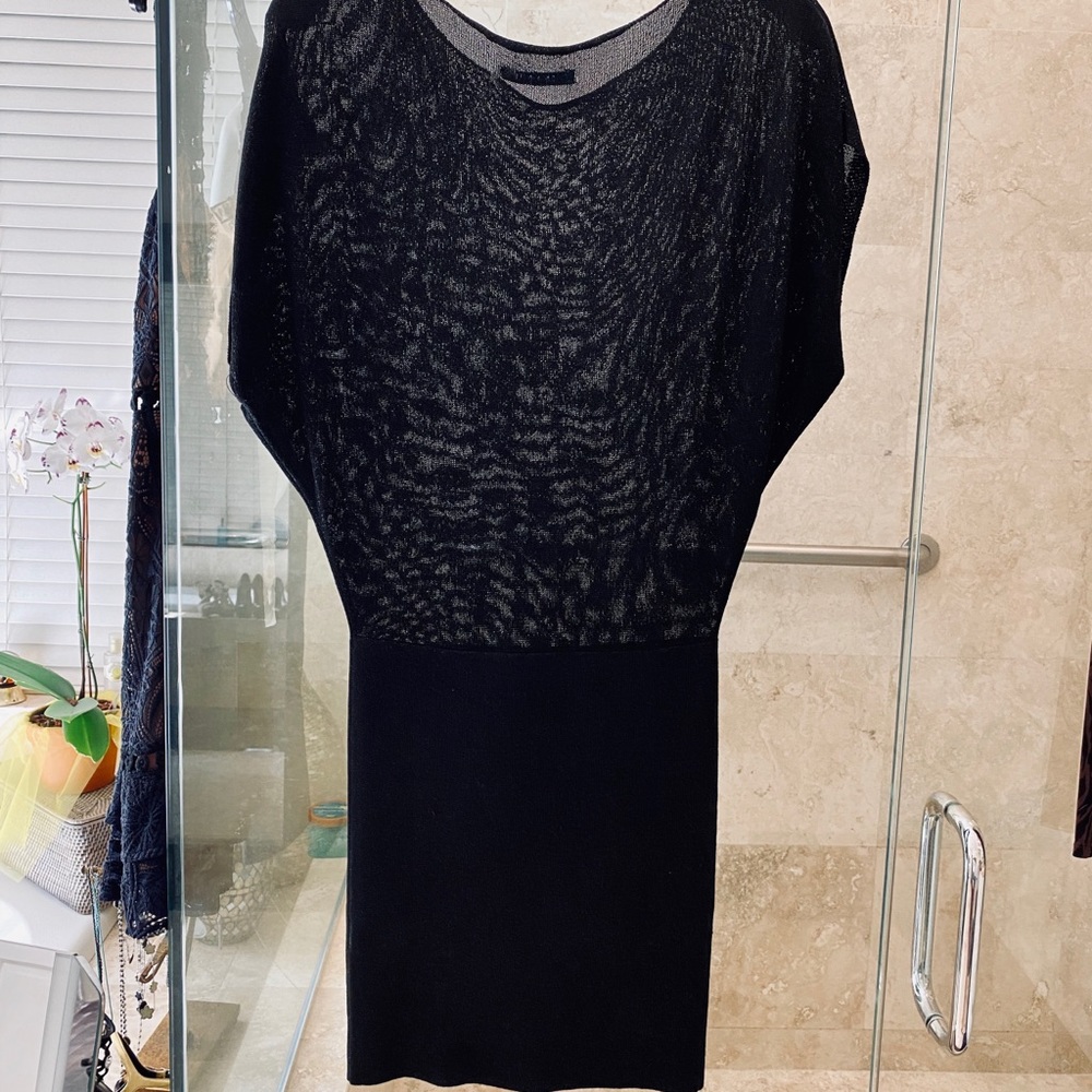 Alice+Olivia Corinne Black Metallic Blouson Dress - Picture 3 of 10
